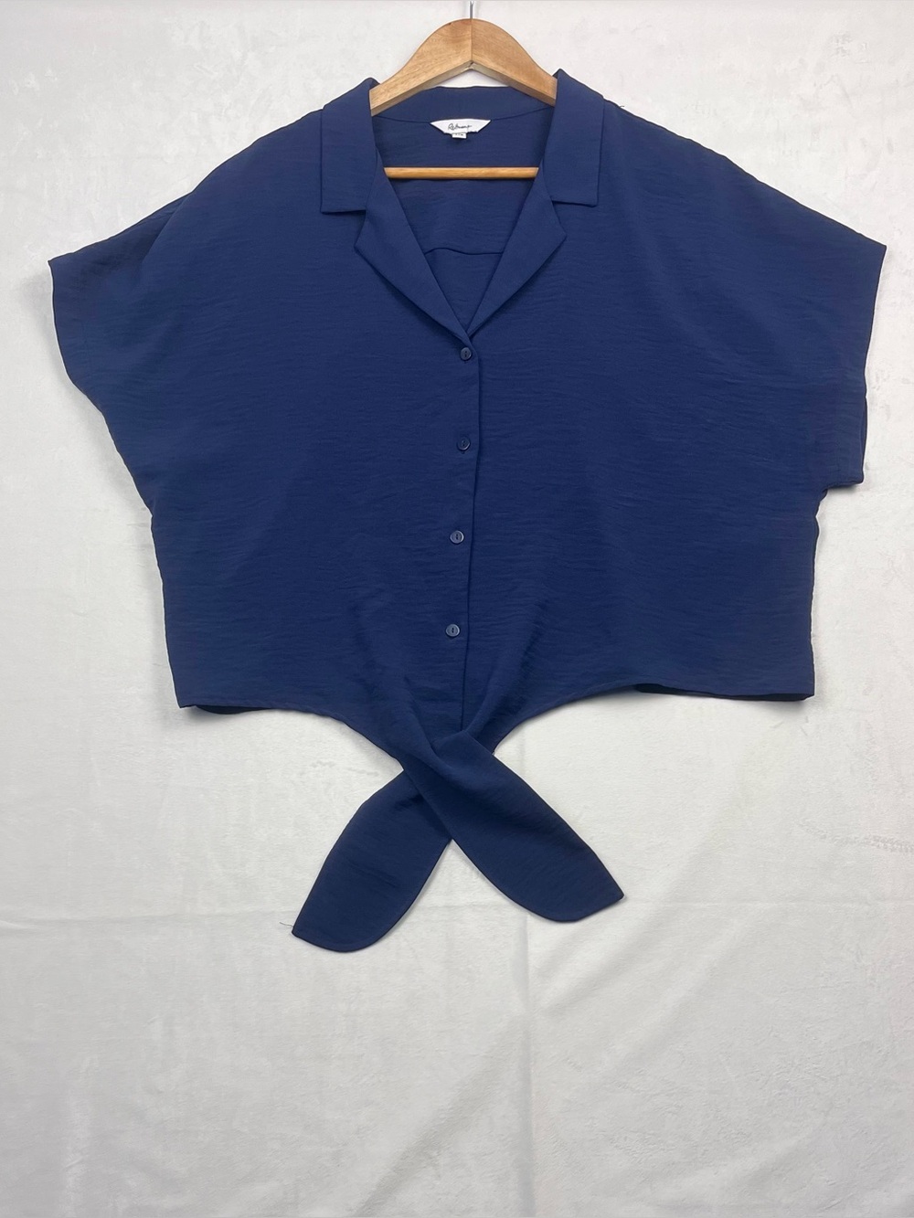 Reitmans Navy Tie Front Dolman Sleeve Button-Up Blouse Size XXL